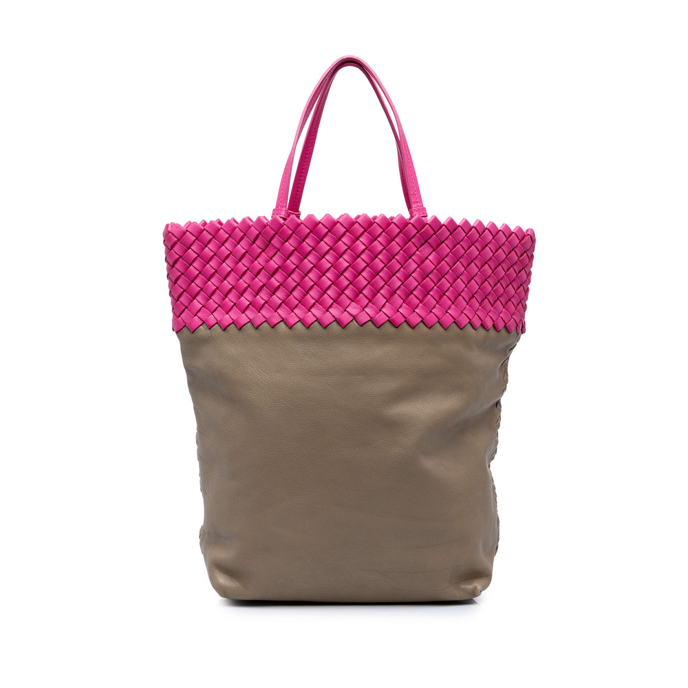 Pre-Loved Bottega Veneta Intrecciato Trimmed Bicolor Nappa Tote